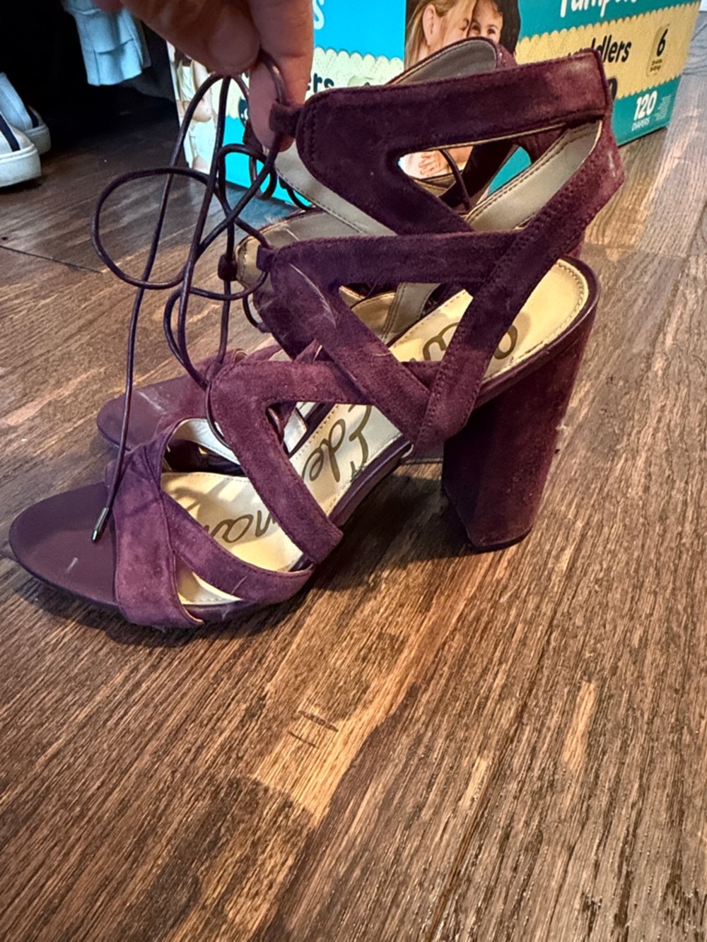 Sam Edelman Purple Suede Lace-Up Block Heel
